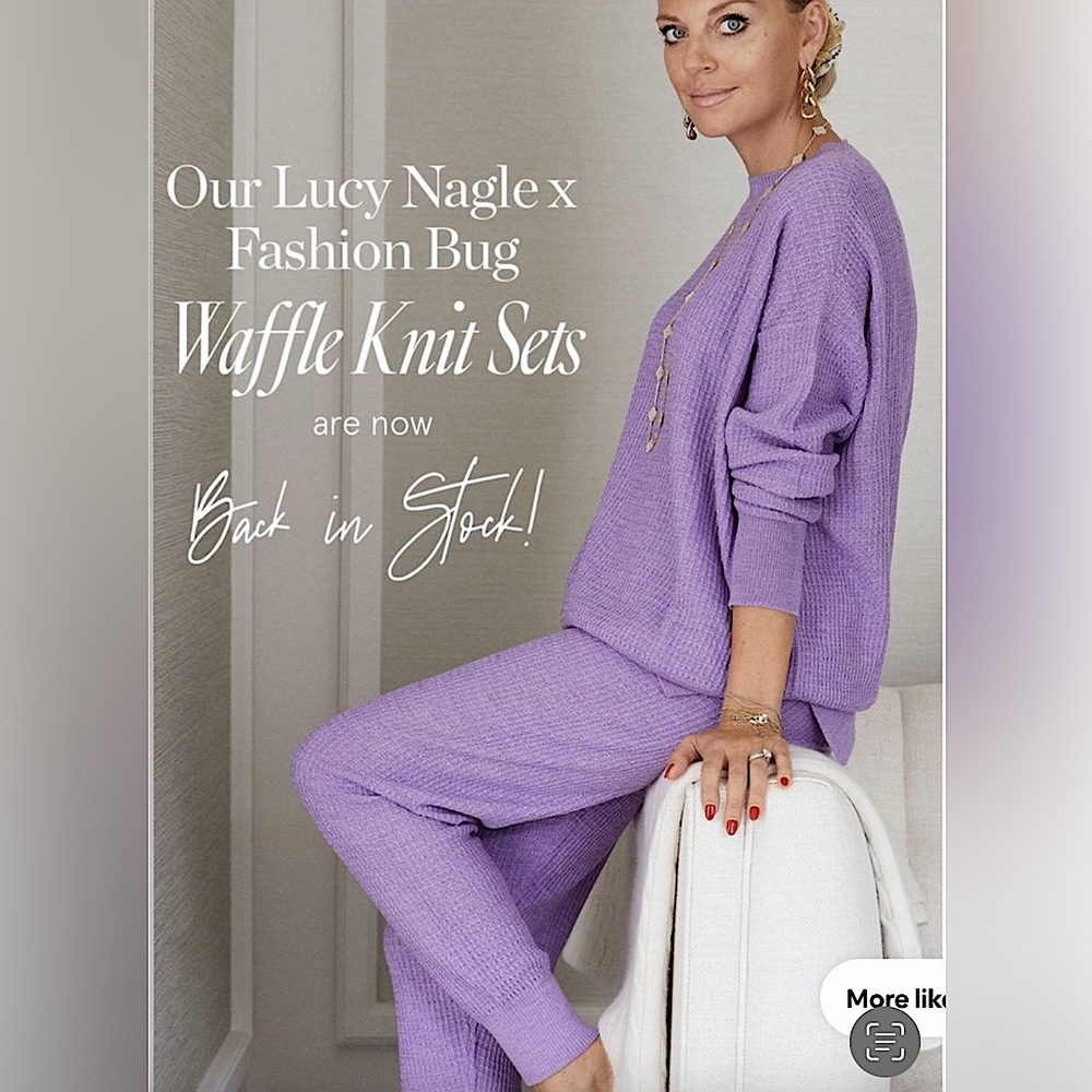 LUCY NAGLE SUMPTUOUS 100% Merino Wool LILAC Waffle Lounge Set! NWT! Size S